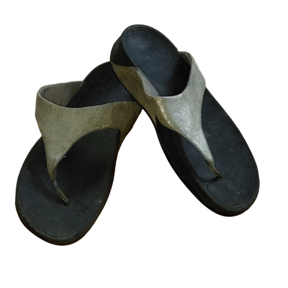 Fitflop Shoes - FitFlop Lulu Size 10 Pewter Shimmersuede Flip Flop Sandals Comfort